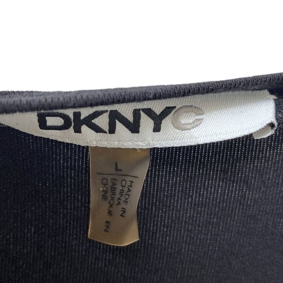 DKNYC Ruched Dress Large Black Silk Rayo Tank Knee Length Flapper Cocktail - Picture 5 of 9